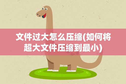 文件过大怎么压缩(如何将超大文件压缩到最小)