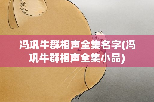冯巩牛群相声全集名字(冯巩牛群相声全集小品)