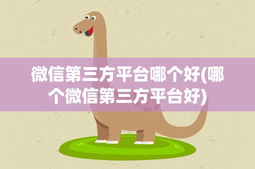 微信第三方平台哪个好(哪个微信第三方平台好)