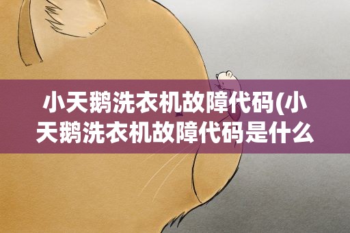 小天鹅洗衣机故障代码(小天鹅洗衣机故障代码是什么)