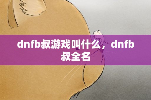 dnfb叔游戏叫什么，dnfb叔全名