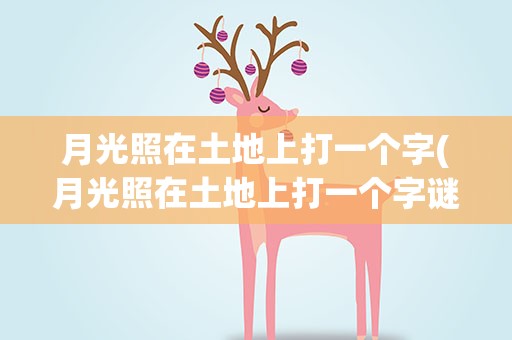 月光照在土地上打一个字(月光照在土地上打一个字谜)