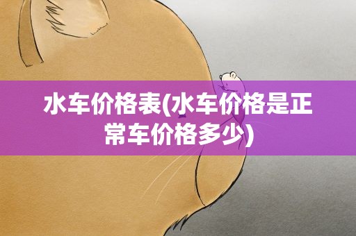 水车价格表(水车价格是正常车价格多少)