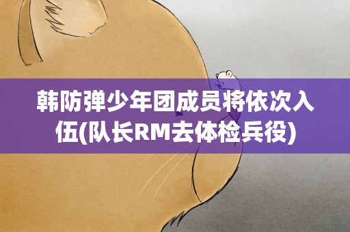 韩防弹少年团成员将依次入伍(队长RM去体检兵役)