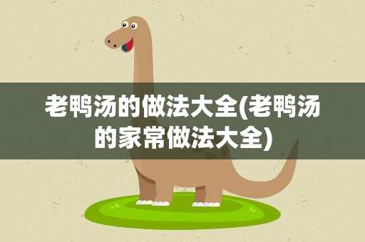 老鸭汤的做法大全(老鸭汤的家常做法大全)
