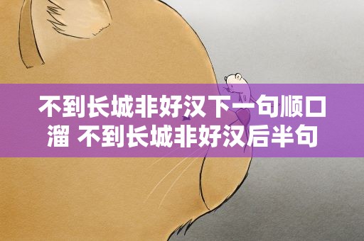 不到长城非好汉下一句顺口溜 不到长城非好汉后半句
