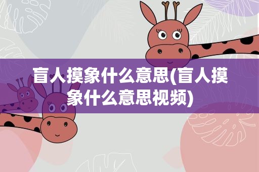 盲人摸象什么意思(盲人摸象什么意思视频)