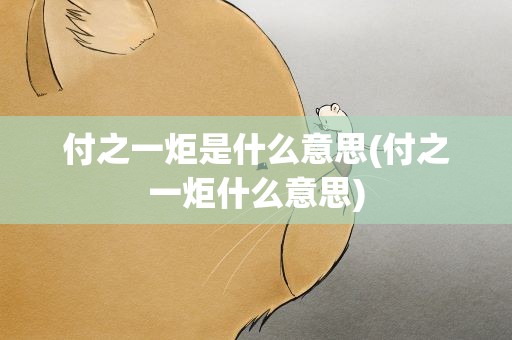 付之一炬是什么意思(付之一炬什么意思)