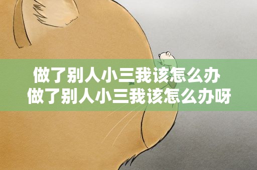 做了别人小三我该怎么办 做了别人小三我该怎么办呀
