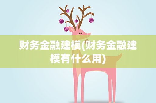 财务金融建模(财务金融建模有什么用)