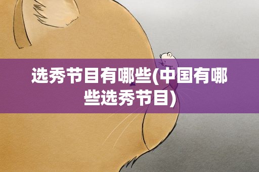 选秀节目有哪些(中国有哪些选秀节目)