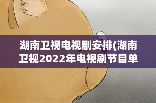 湖南卫视电视剧安排(湖南卫视2022年电视剧节目单)
