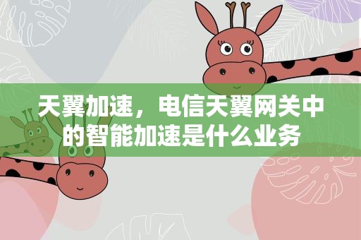 天翼加速，电信天翼网关中的智能加速是什么业务