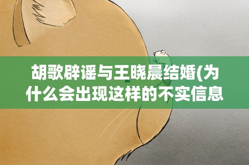 胡歌辟谣与王晓晨结婚(为什么会出现这样的不实信息呢)