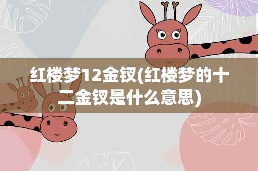 红楼梦12金钗(红楼梦的十二金钗是什么意思)