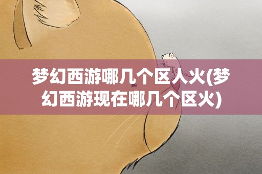 梦幻西游哪几个区人火(梦幻西游现在哪几个区火)