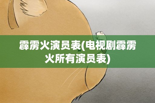 霹雳火演员表(电视剧霹雳火所有演员表)