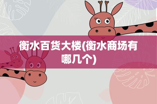 衡水百货大楼(衡水商场有哪几个)