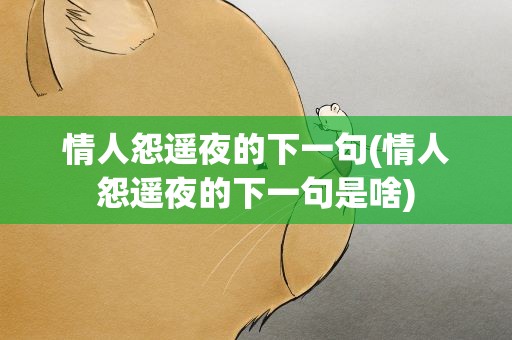 情人怨遥夜的下一句(情人怨遥夜的下一句是啥)