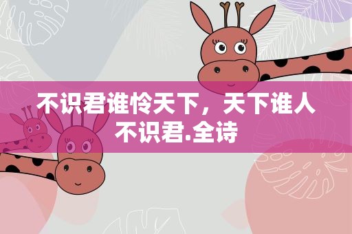 不识君谁怜天下，天下谁人不识君.全诗