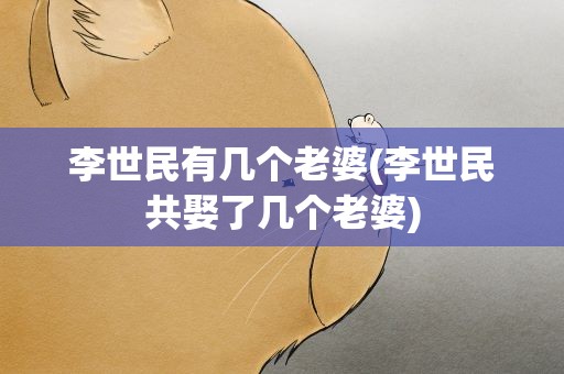 李世民有几个老婆(李世民共娶了几个老婆)