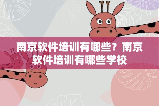 南京软件培训有哪些？南京软件培训有哪些学校