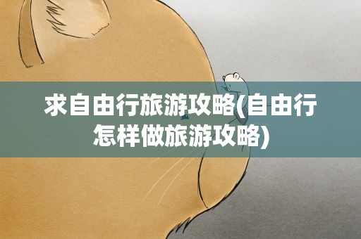 求自由行旅游攻略(自由行怎样做旅游攻略)