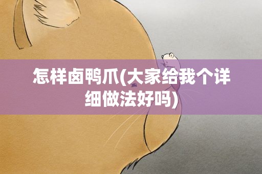 怎样卤鸭爪(大家给我个详细做法好吗)