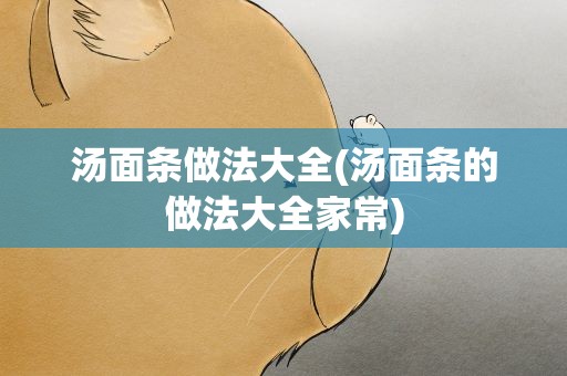 汤面条做法大全(汤面条的做法大全家常)