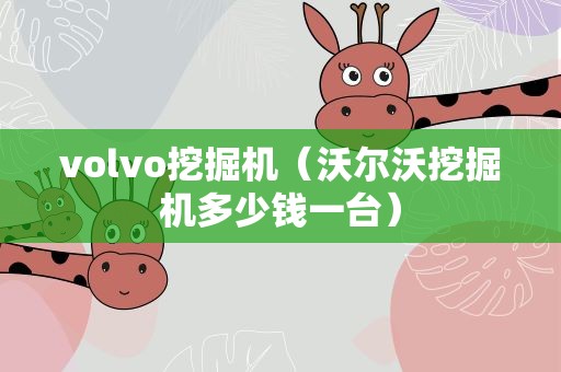 volvo挖掘机（沃尔沃挖掘机多少钱一台）