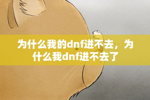 为什么我的dnf进不去，为什么我dnf进不去了