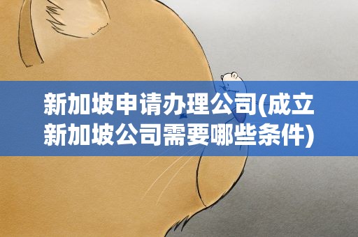 新加坡申请办理公司(成立新加坡公司需要哪些条件)