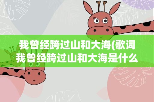 我曾经跨过山和大海(歌词我曾经跨过山和大海是什么歌)