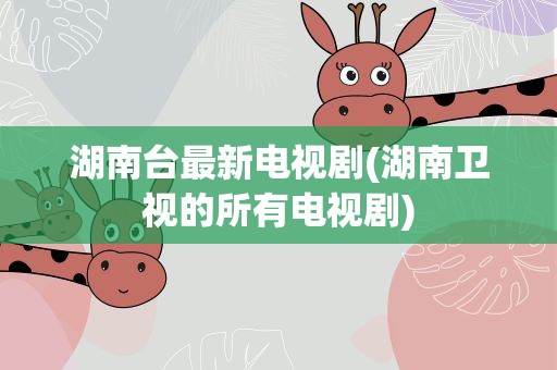 湖南台最新电视剧(湖南卫视的所有电视剧)