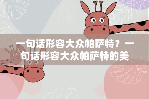 一句话形容大众帕萨特？一句话形容大众帕萨特的美