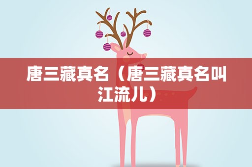唐三藏真名（唐三藏真名叫江流儿）