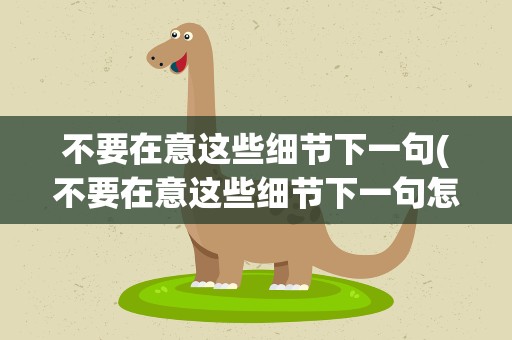 不要在意这些细节下一句(不要在意这些细节下一句怎么回复)