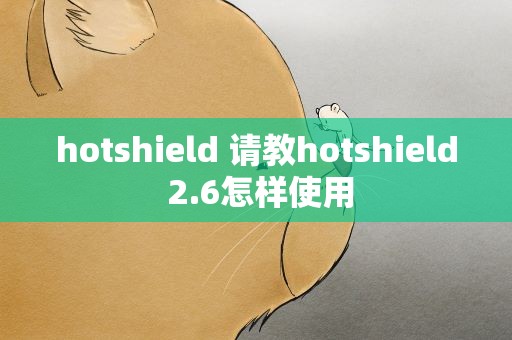 hotshield 请教hotshield 2.6怎样使用