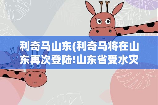 利奇马山东(利奇马将在山东再次登陆!山东省受水灾情况有多严重)