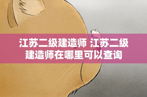 江苏二级建造师 江苏二级建造师在哪里可以查询