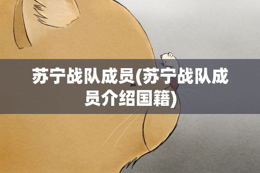 苏宁战队成员(苏宁战队成员介绍国籍)