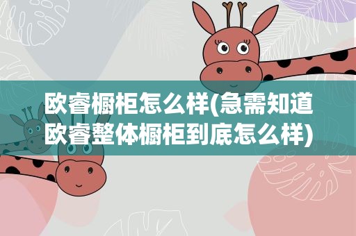 欧睿橱柜怎么样(急需知道欧睿整体橱柜到底怎么样)