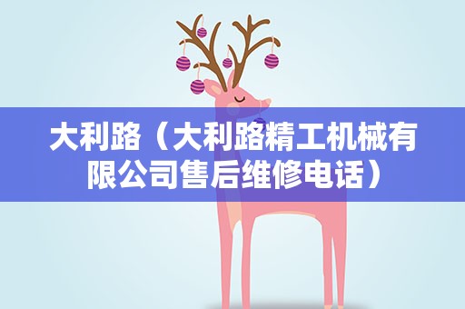 大利路（大利路精工机械有限公司售后维修电话）
