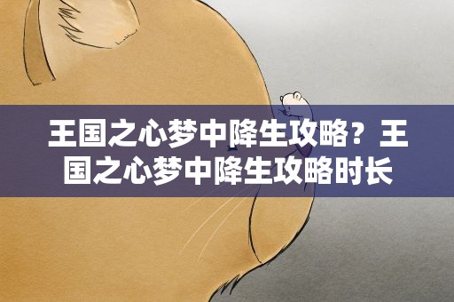 王国之心梦中降生攻略？王国之心梦中降生攻略时长