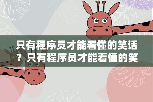 只有程序员才能看懂的笑话？只有程序员才能看懂的笑话段子