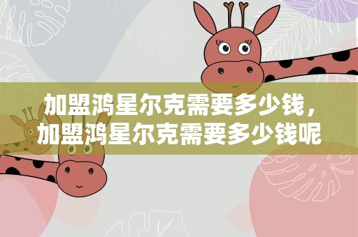 加盟鸿星尔克需要多少钱，加盟鸿星尔克需要多少钱呢