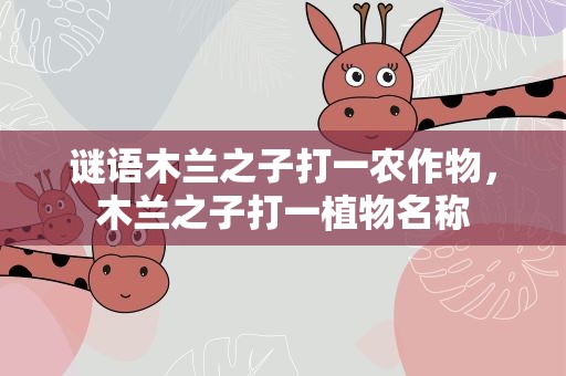 谜语木兰之子打一农作物，木兰之子打一植物名称