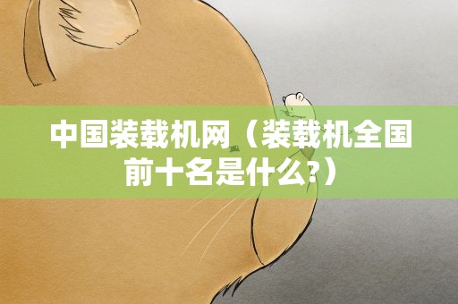 中国装载机网（装载机全国前十名是什么?）