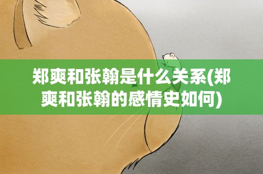郑爽和张翰是什么关系(郑爽和张翰的感情史如何)
