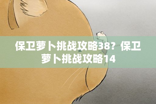 保卫萝卜挑战攻略38？保卫萝卜挑战攻略14